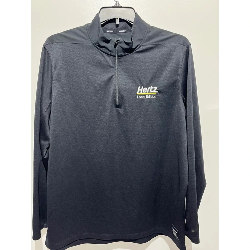 Nike Golf Dri-FIT‎ Mens XL Black 1/4 Zip Pullover Hertz Local Edition Logo